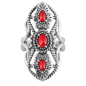 Southwest Spirit® Sterling Silver and Turquoise Elongated Ring
