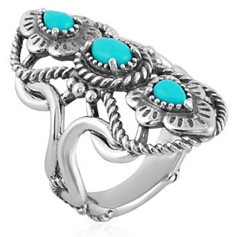 Southwest Spirit® Sterling Silver and Turquoise Elongated Ring