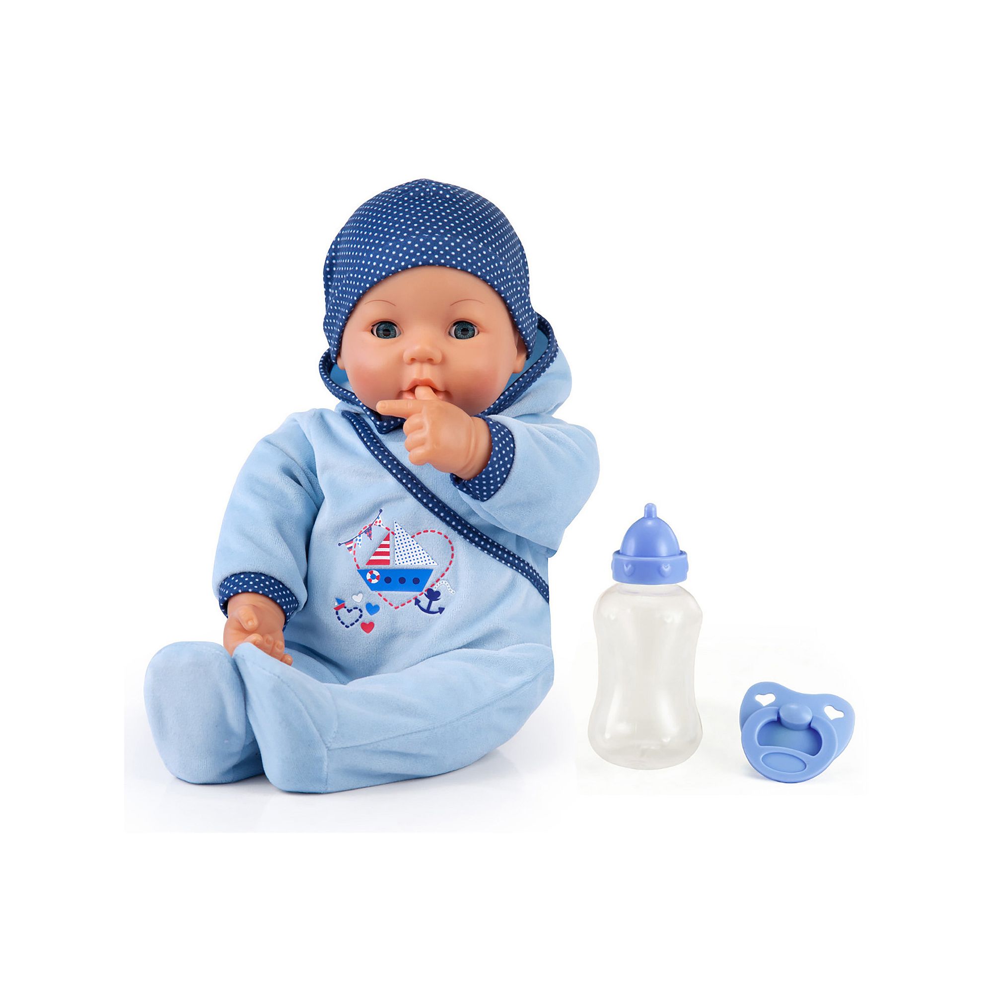 Bayer Design Hello Baby Boy 18-inch Blue Boat Baby Doll, Multi