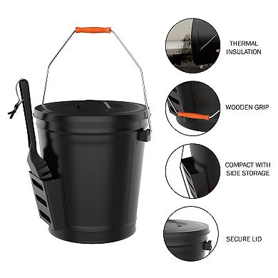 Pure Garden 4.75 Gallon Ash Bucket with Lid & Shovel