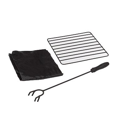 Pure Garden 32-in. Outdoor Firepit Table with Screen, Cover & Poker