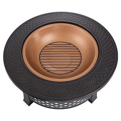 Pure Garden 32-in. Outdoor Fire Pit with Spark Screen, Poker & Cover