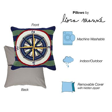 Liora Manne Striped Compass Indoor/Outdoor Pillow