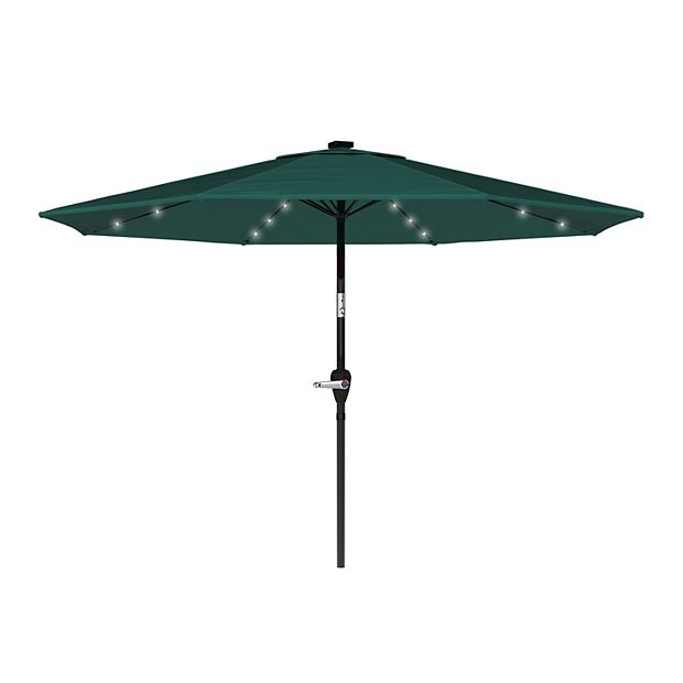 Pure Garden 50-LG1176 Patio Umbrella Deck Shade with Solar Powered LED Lights - Hunter Green - 10 ft.
