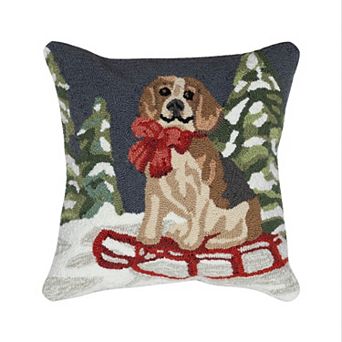 Liora Manne Frontporch Winter Dog Sled Indoor / Outdoor Throw Pillow