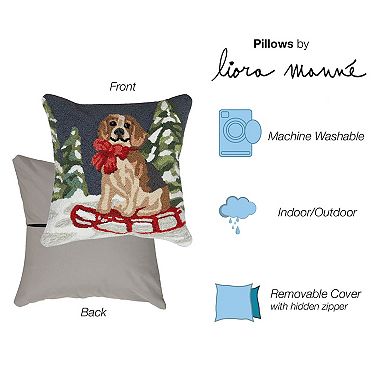 Liora Manne Frontporch Winter Dog Sled Indoor / Outdoor Throw Pillow