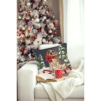Liora Manne Frontporch Winter Dog Sled Indoor / Outdoor Throw Pillow