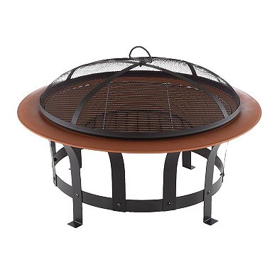 Pure Garden 30-in. Outdoor Fire Pit with Screen, Poker and Grate