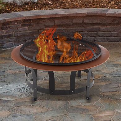 Pure Garden 30-in. Outdoor Fire Pit with Screen, Poker and Grate