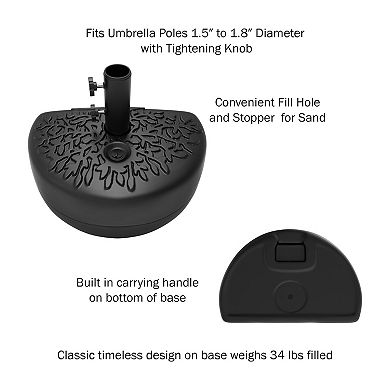 Pure Garden 34-lb Freestanding Fillable Half Round Outdoor Patio Umbrella Base