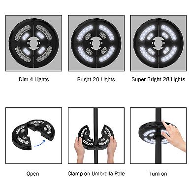 Pure Garden Rechargeable 3-Brightness Outdoor Patio Umbrella Light