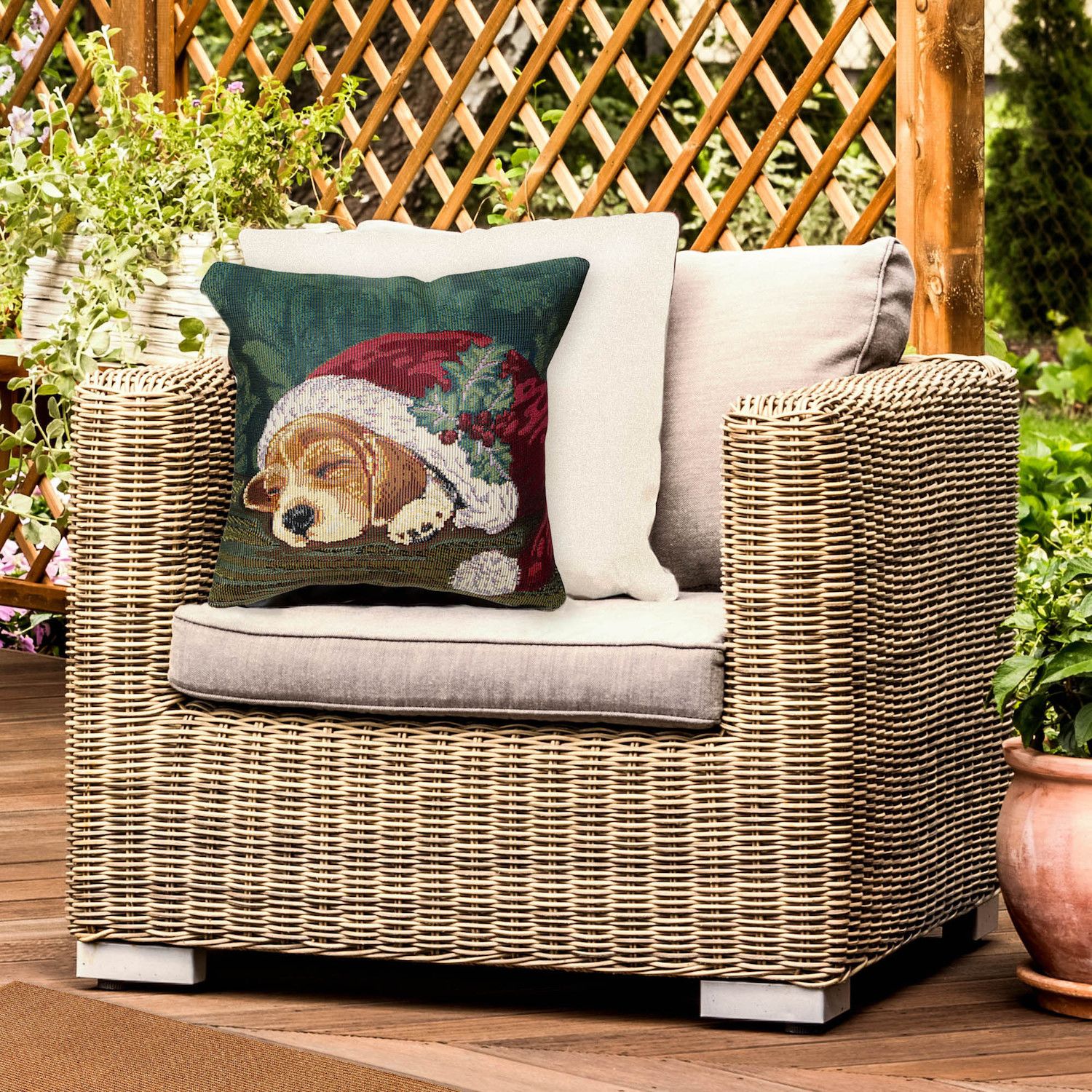 Liora Manne Marina Kissen 30,5x45,7 Cm – Gewebt, Wetterbeständig, Für Drinnen & Draußen, Braun-beige
