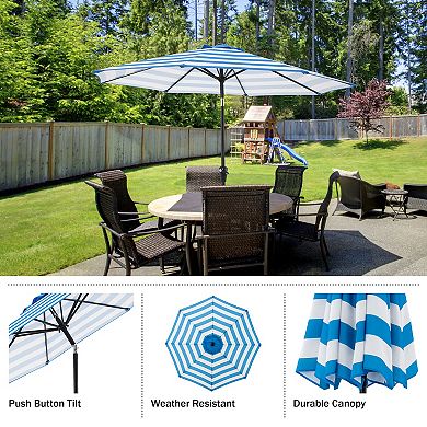 Pure Garden 9-ft Striped Outdoor Patio Umbrella