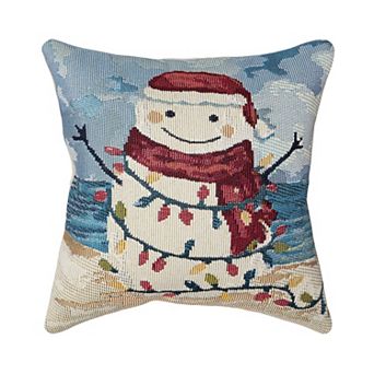 Liora Manne Marina Beach Snowman Indoor / Outdoor Throw Pillow