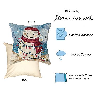 Liora Manne Marina Beach Snowman Indoor / Outdoor Throw Pillow