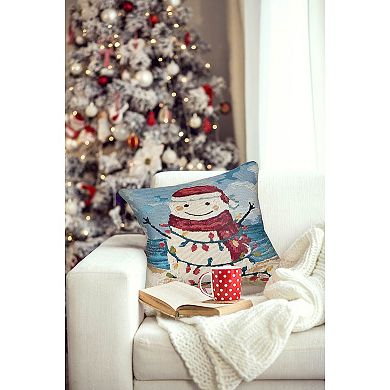 Liora Manne Marina Beach Snowman Indoor / Outdoor Throw Pillow