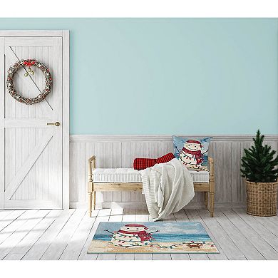 Liora Manne Marina Beach Snowman Indoor / Outdoor Throw Pillow