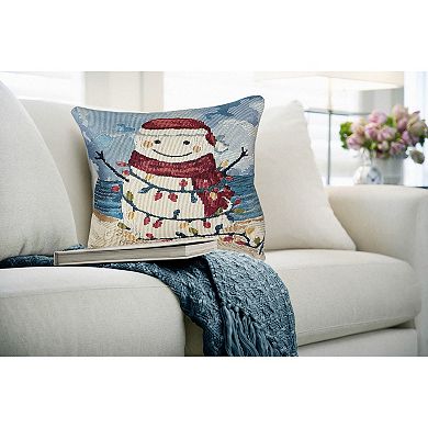 Liora Manne Marina Beach Snowman Indoor / Outdoor Throw Pillow