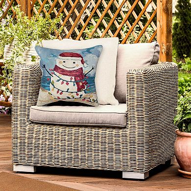 Liora Manne Marina Beach Snowman Indoor / Outdoor Throw Pillow