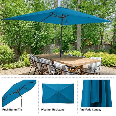 costco patio umbrella lights Sunvilla 10' Round Solar LED Market Umbrella