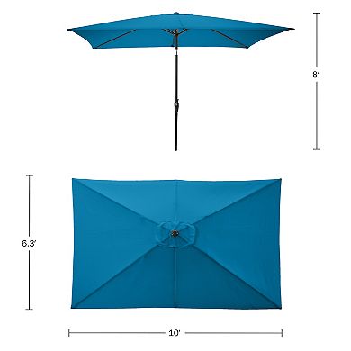 Pure Garden 10-ft Rectangular Easy Crank Outdoor Patio Umbrella