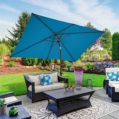 Pure Garden 10-ft Rectangular Easy Crank Outdoor Patio Umbrella