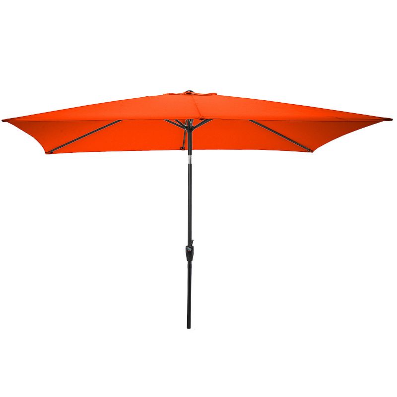 Pure Garden 10-ft. Rectangular Easy Crank Outdoor Patio Umbrella, Orange