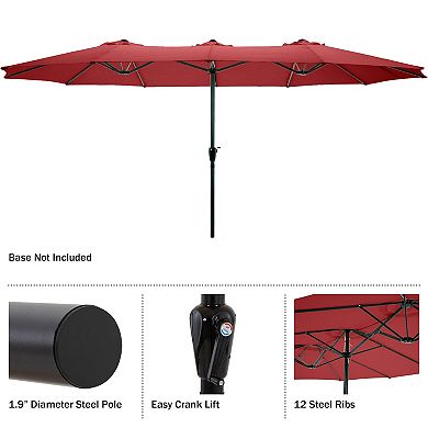 Pure Garden 15-ft Extra Large Double Easy Hand Crank Outdoor Patio Umbrella