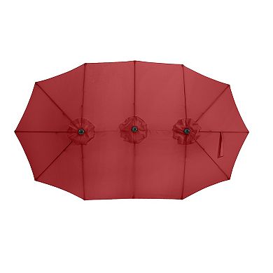 Pure Garden 15-ft Extra Large Double Easy Hand Crank Outdoor Patio Umbrella
