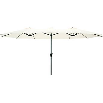 Pure Garden 15-ft. Extra Large Double Easy Hand Crank Outdoor Patio Umbrella