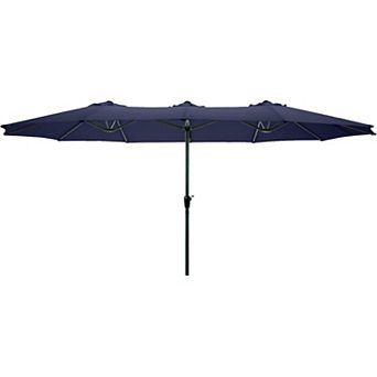 Pure Garden 15-ft. Extra Large Double Easy Hand Crank Outdoor Patio Umbrella