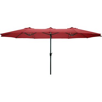 Pure Garden 15-ft. Extra Large Double Easy Hand Crank Outdoor Patio Umbrella