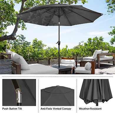 Pure Garden 10-ft Easy Crank Auto Tilt Outdoor Patio Umbrella