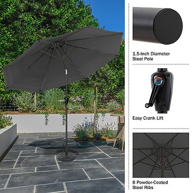 Pure Garden 10-ft Easy Crank Auto Tilt Outdoor Patio Umbrella