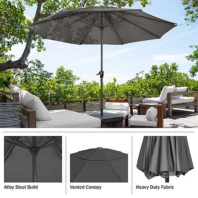 Pure Garden 9-ft. Easy Crank Outdoor Patio Umbrella with Vented Canopy
