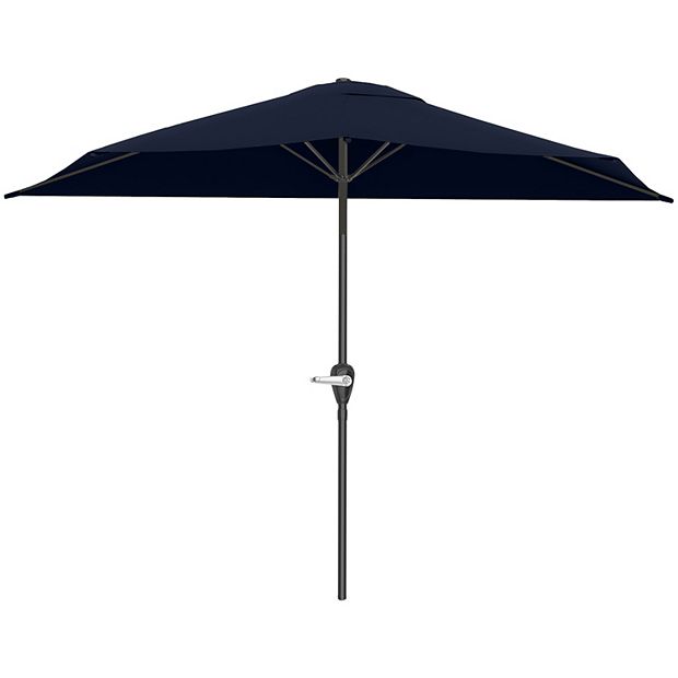 black and white striped patio umbrella Pagoda Round Black & Natural White Stripe Outdoor Umbrella with White Pole