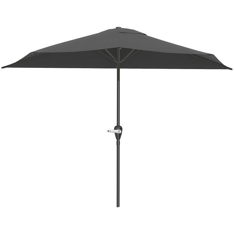 Pure Garden 9-ft. Half Easy Crank Outdoor Patio Umbrella, Gray