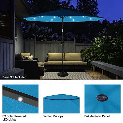 11 ft patio umbrella with solar lights HOMREST 15ft Large Double-Sided Patio Umbrella with Solar LED Lights,