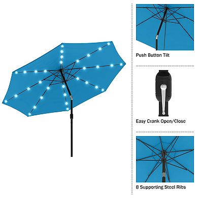 Pure Garden 10-ft 32-Solar LED Light Outdoor Patio Umbrella