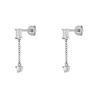 PRIMROSE Sterling Silver Cubic Zirconia Chain Drop Earrings
