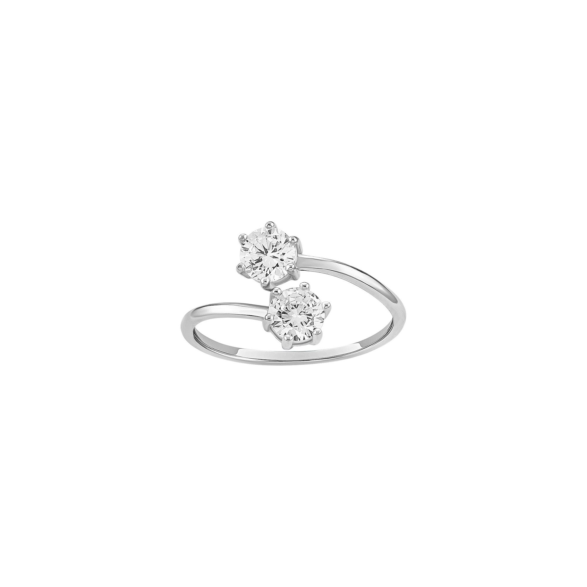 PRIMROSE Sterling Silver Cubic Zirconia Bypass Ring, Womens, Size: 9, Ster
