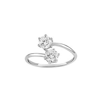PRIMROSE Sterling Silver Cubic Zirconia Bypass Ring