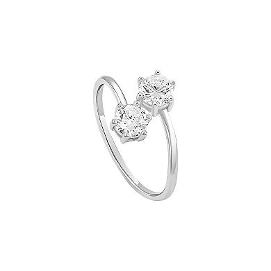 PRIMROSE Sterling Silver Cubic Zirconia Bypass Ring