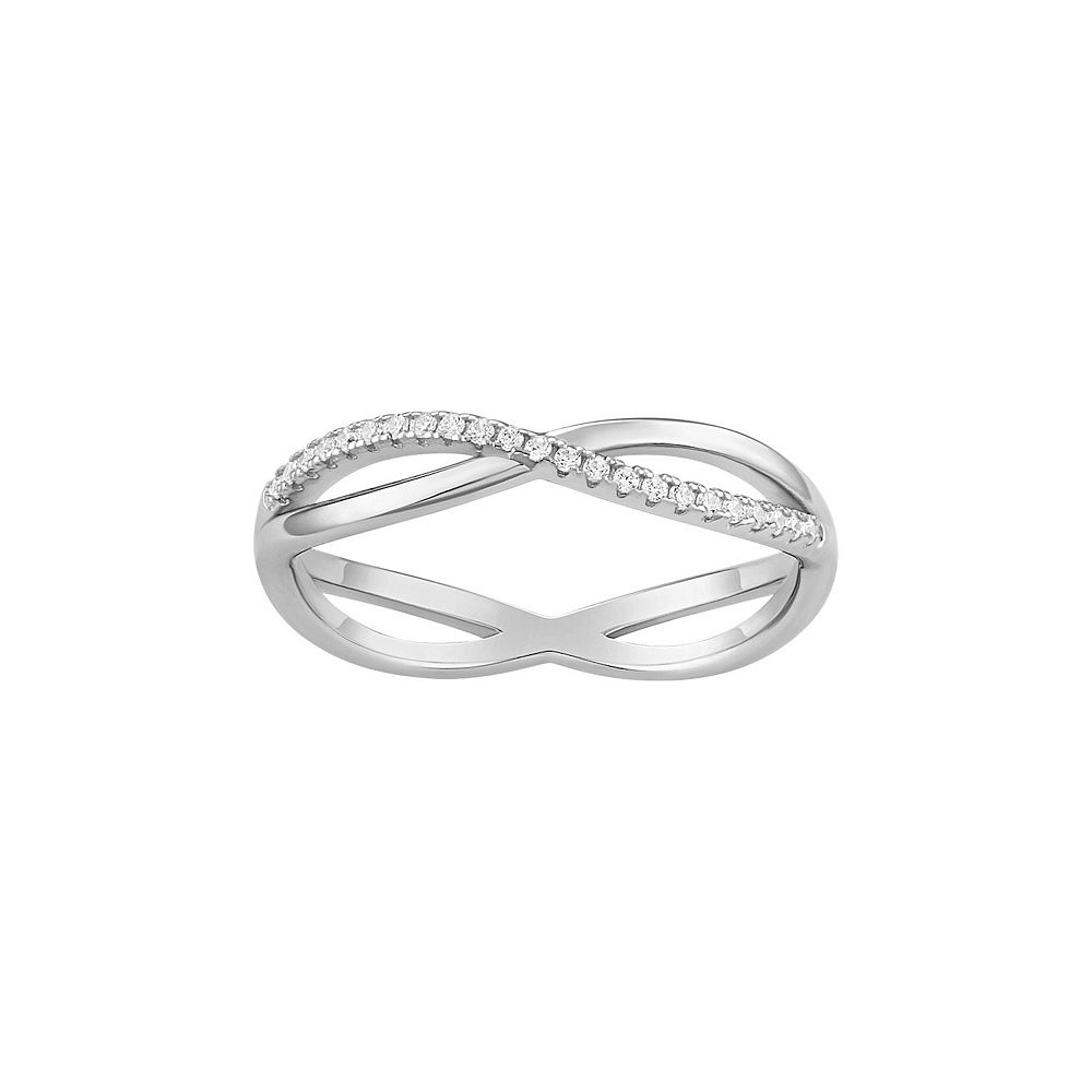 PRIMROSE Sterling Silver Cubic Zirconia Intertwined Band Ring