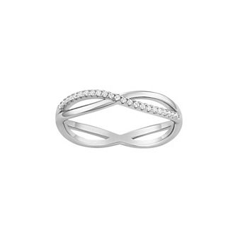 PRIMROSE Sterling Silver Cubic Zirconia Intertwined Band Ring