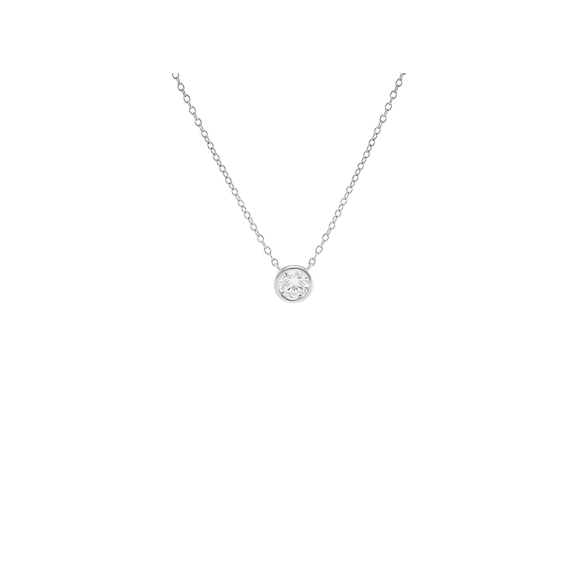 PRIMROSE Sterling Silver Cubic Zirconia Round Necklace, Womens, Size: 18