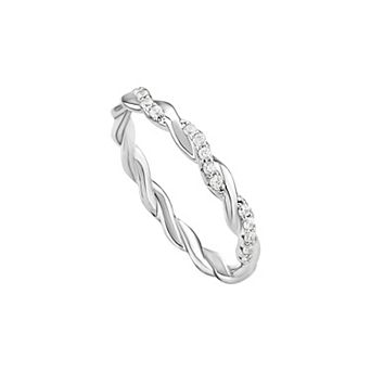 PRIMROSE Sterling Silver Cubic Zirconia Twisted Band Ring