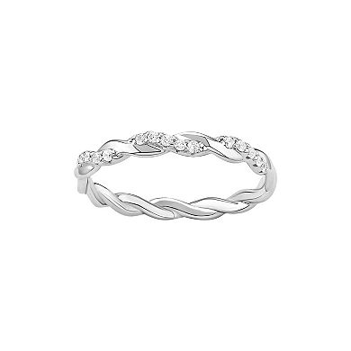 PRIMROSE Sterling Silver Cubic Zirconia Twisted Band Ring