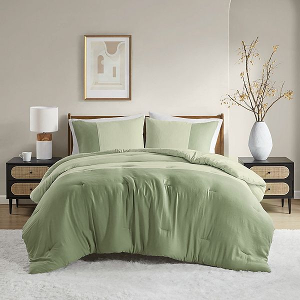510 Design Jaden Soft Washed Color Block Comforter Set - Green (KING/CK)
