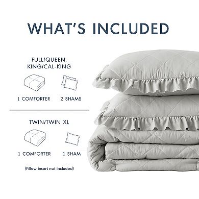 510 Design Phoebe Diamond Quilted Ruffle Edge Comforter Set